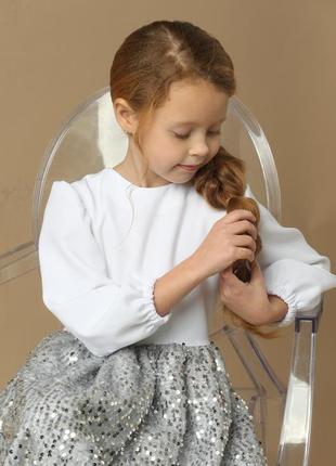Детское белое нарядное платье с паетками для девочки 2 3 4 5   лет5 фото