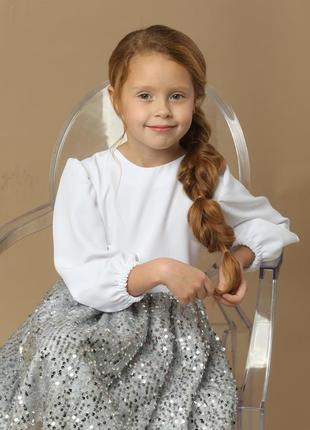 Детское белое нарядное платье с паетками для девочки 2 3 4 5   лет7 фото