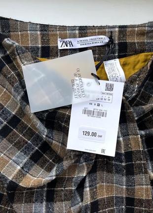 Нова вовняна спідниця міді zara в клітинку лімітована колекція, на запах з драпіровкою4 фото