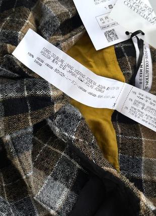 Нова вовняна спідниця міді zara в клітинку лімітована колекція, на запах з драпіровкою5 фото