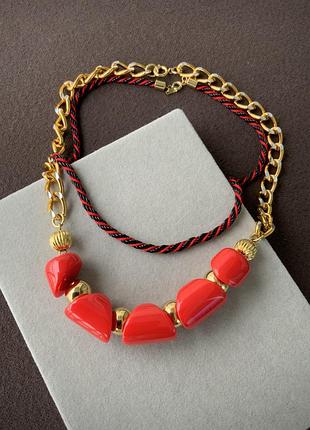Намисто набор вінтаж червоний