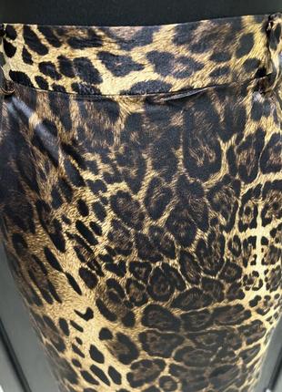Юбка, 100% шелк, леопардовый принт, юбка меди2 фото