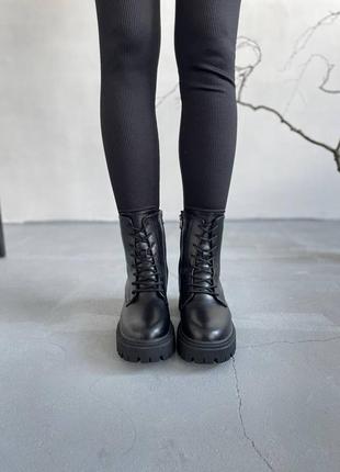 Жіночі зимові черевики. натуральна шкіра, всередині екохутро. чорні9 фото