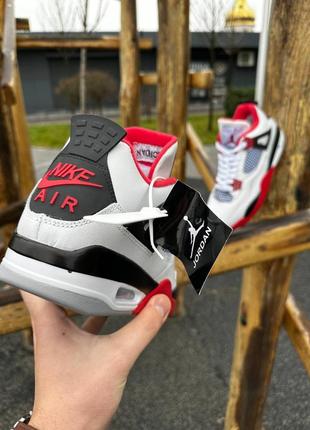 Мужские кроссовки зимние мех nike air jordan 4 retro white red зима мх жорданы6 фото