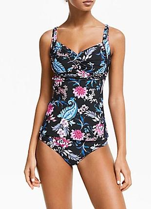 16/48/l, seafolly, оригинал!черный с цветочным принтом цельный купальник бандо,новый