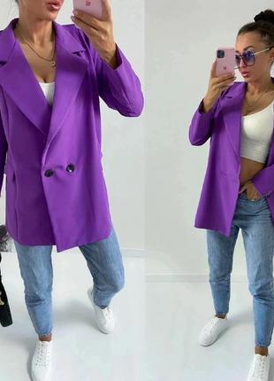 Піджак подовженний оверсайз класичний жакет фіолетовий довгий трендовий стильний3 фото