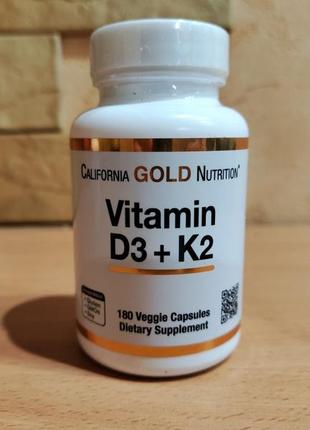 California gold nutrition, витамины d3 и к2, 180 растительных капсул