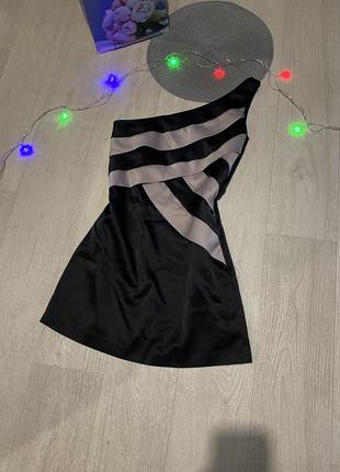 Черно бежевое коктейльное платье new look