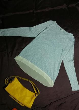 Пуловер женский голубой цвет. меланж.с шифоновыми вставками.1 фото