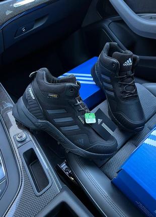 Зимние мужские кроссовки adidas terrex gore-tex cordura all black grey fur❄️5 фото