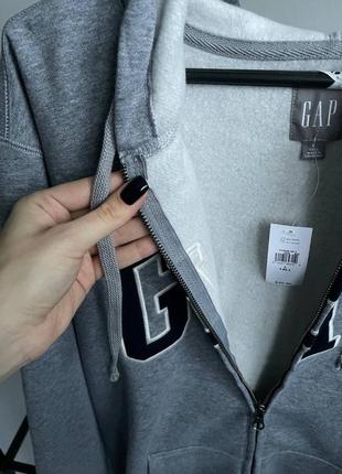 Новая кофта зепка gap оригинал худи серая кофта на замке гап l, xl