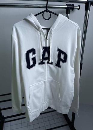 Нова кофта зіпка gap оригінал худі біла кофта на замку гап l, xl