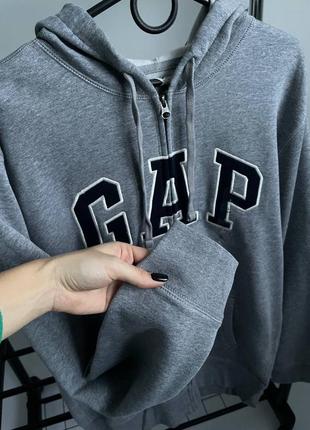 Новая кофта зепка gap оригинал худи серая кофта на замке гап l, xl