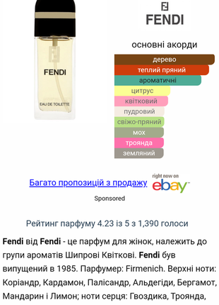 Fendi fendi, 4.5 ml мініатюра — оригінал, вінтаж / раритет5 фото