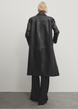 Massimo dutti довге пряме шкіряне пальто наппа3 фото