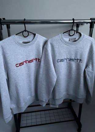 Новый свитшот кофта carhartt серая кофта с надписью на флисе s, m, l, xl