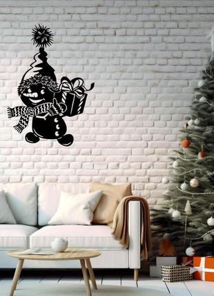 Декоративное настенное панно «снеговик», декор на стену