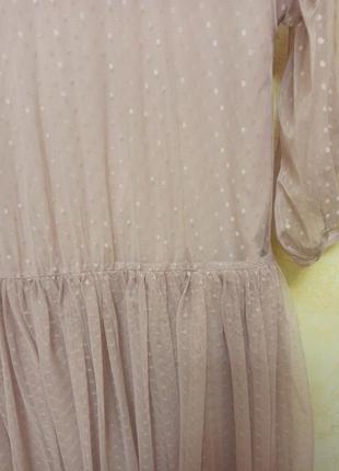 Красивое платье с заниженной талией фатин в горошек2 фото