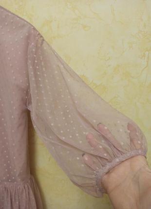 Красивое платье с заниженной талией фатин в горошек3 фото