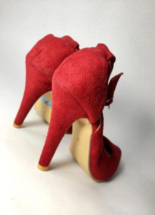 Туфли женские на высоком каблуке красного цвета замша от бренда zara 374 фото