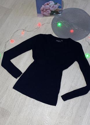 Черный пуловер джемпер в обтяжку трикотажная кофта brave soul