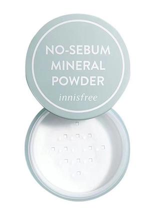 Безбарвна матуюча мінеральна пудра розсипчаста innisfree no sebum mineral powder корея 5г2 фото