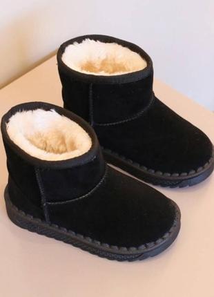 Стильные угги из эко-нубука / зимние сапоги ботинки