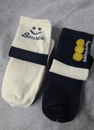 Женские носки набор 2 пары, тёплые носки кашемировые осень зима, зимние тёплые носки, носки с рисунком, носки smile5 фото
