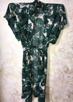 Накидка,кимоно,халат,ветровка,листочки,зелень,весна 2020,пиджак,кофточка2 фото