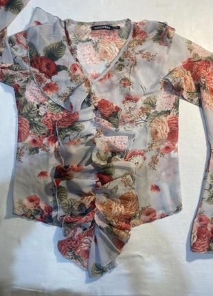 Женская блуза с воланами, 40 размер.6 фото