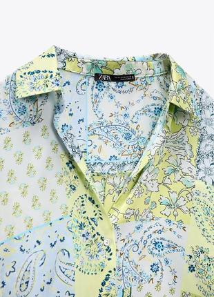 Атласная рубашка в цветочный принт от zara в размере м5 фото