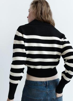 Чорно білий светр з блискавкою застібкою zara7 фото
