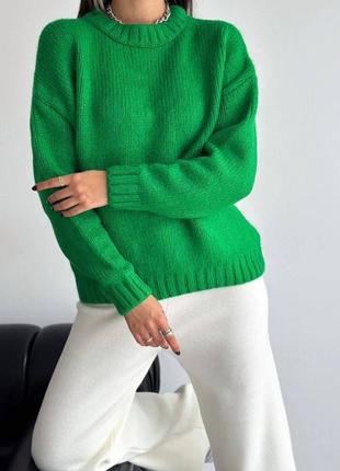 Теплый женский однотонный свитер базовый
