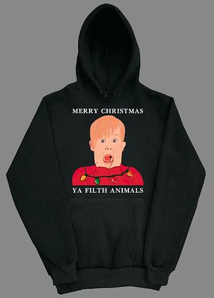 Толстовка худі один вдома. різдво. merry christmas 2xs-2xl