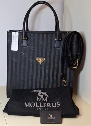 Сумка шоппер maison mollerus тоут сетчел кожа канва новая