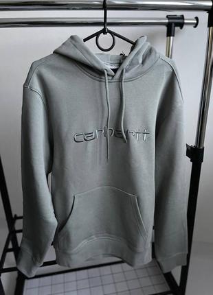 Новый худи кофта carhartt серая кофта с надписью на флисе с капюшоном s, m, l, xl