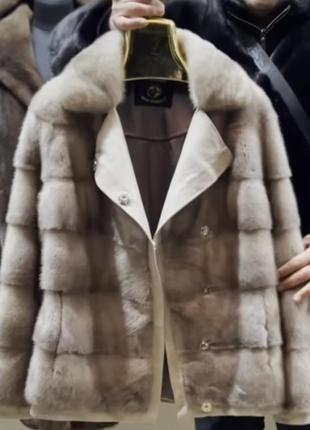 Шуба з вставками з натуральної шкіри