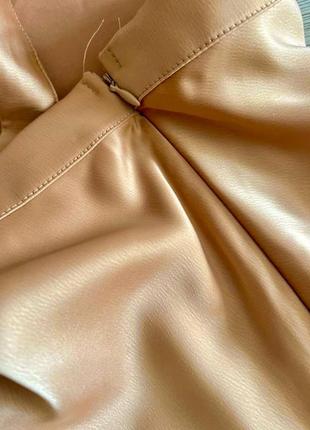 Красивенная атлас шелк миди макси юбка цвет золото темный беж тренд нарядная праздничная новый год9 фото