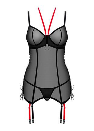 Glandez corset obsessive черный корсет с красными ремешками5 фото