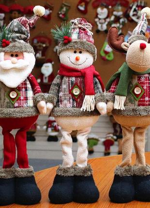 Декор для дому, чудова новорічна іграшка, різдвяна лялька. сніговик. дід мороз. олень. 60 см.1 фото
