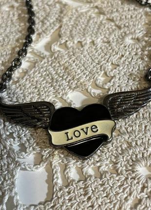 Подвеска сердце с крыльями love, маркировка3 фото