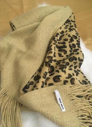 Новый леопардовый шарф с золотой нитью1 фото