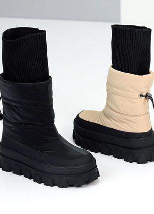 Зимові дутіки з імітацією шкарпетки черевики чоботи дутики ботинки сапоги сапожки 36-413 фото