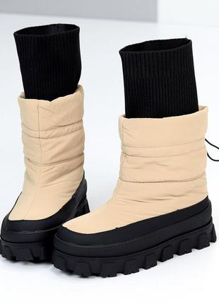 Зимові дутіки з імітацією шкарпетки черевики чоботи дутики ботинки сапоги сапожки 36-4110 фото