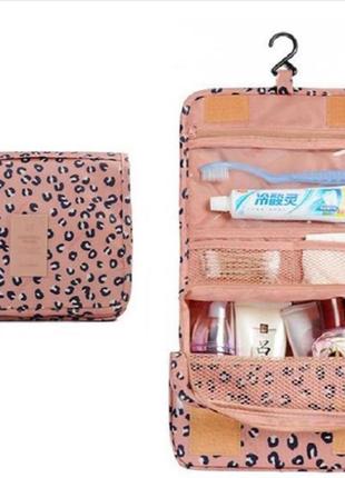 Дорожня підвісна сумка-органайзер, водонепроникна косметичка, кейс для аксесуарів леопардовийtravel1 фото
