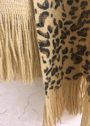 Новый леопардовый шарф с золотой нитью8 фото