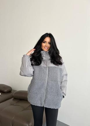 Зимова жіноча куртка oversize з хутром тедді🧸❄️ до -30⁰