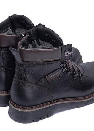 Мужские зимние кожаные ботинки zg black military style3 фото