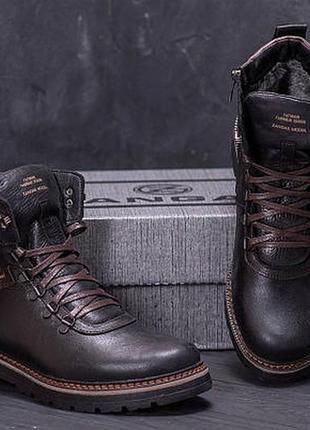 Мужские зимние кожаные ботинки zg black military style5 фото