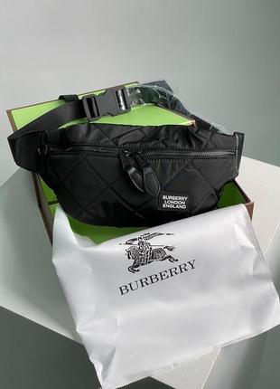 Бананка burberry black quilted fabric medium sonny belt bag сумка черная пояса